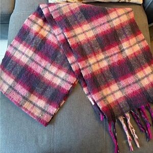 Gap Plaid Wool Scarf in Pink and Purple